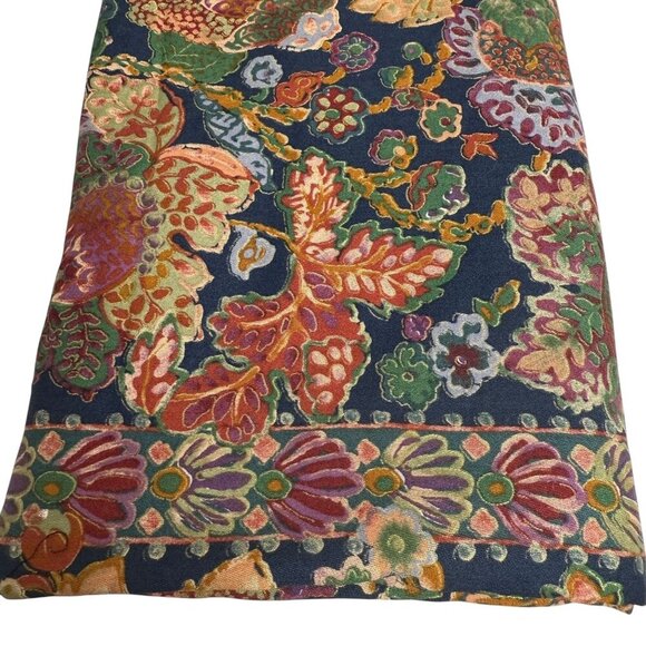 Floral Leaf Shower Curtain 100% Cotton Navy Blue Multicolor by Creative Bath - Picture 4 of 8